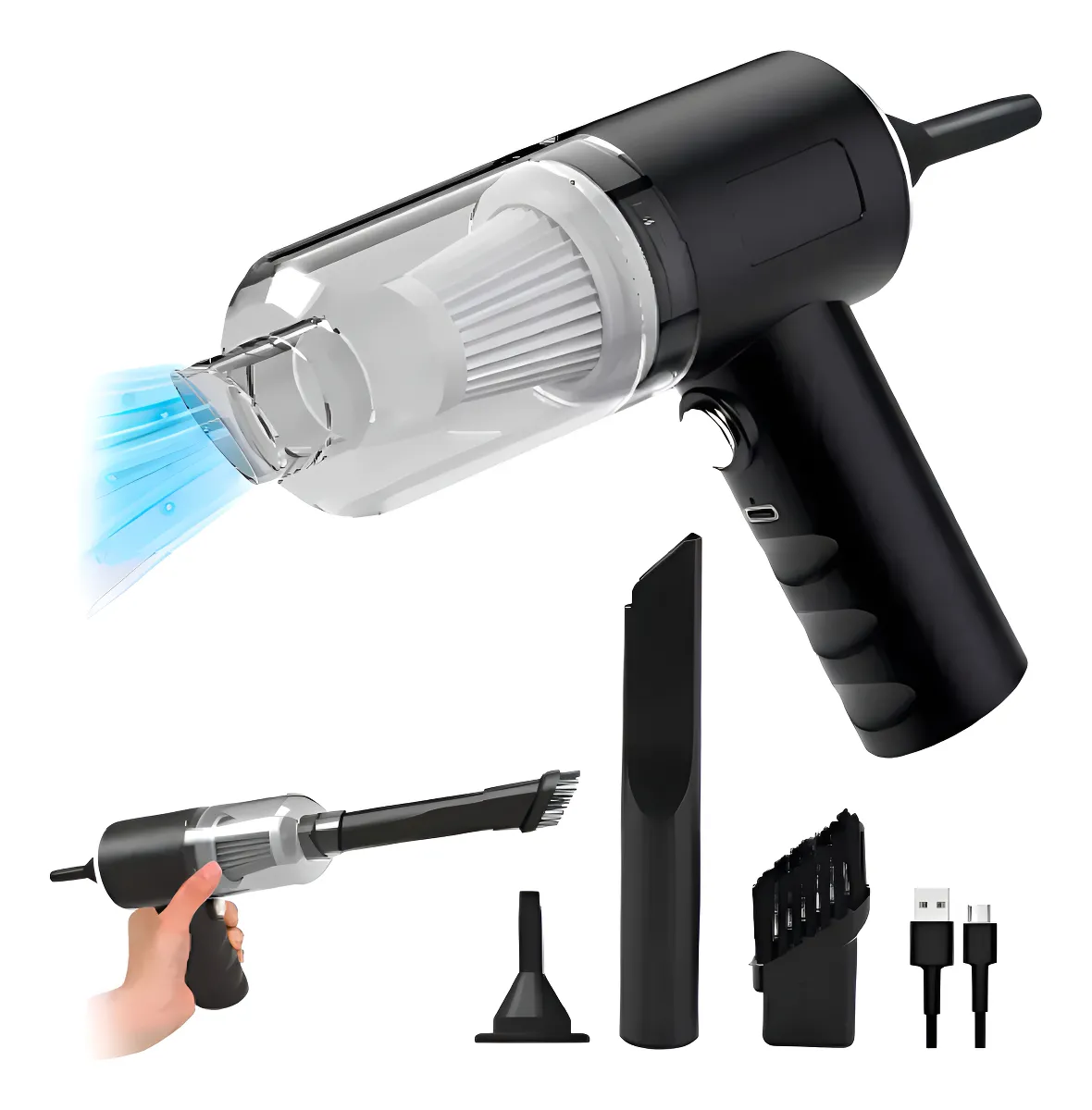Mini Aspiradora Sopladora Portátil 3 en 1 USB Recargable 120W